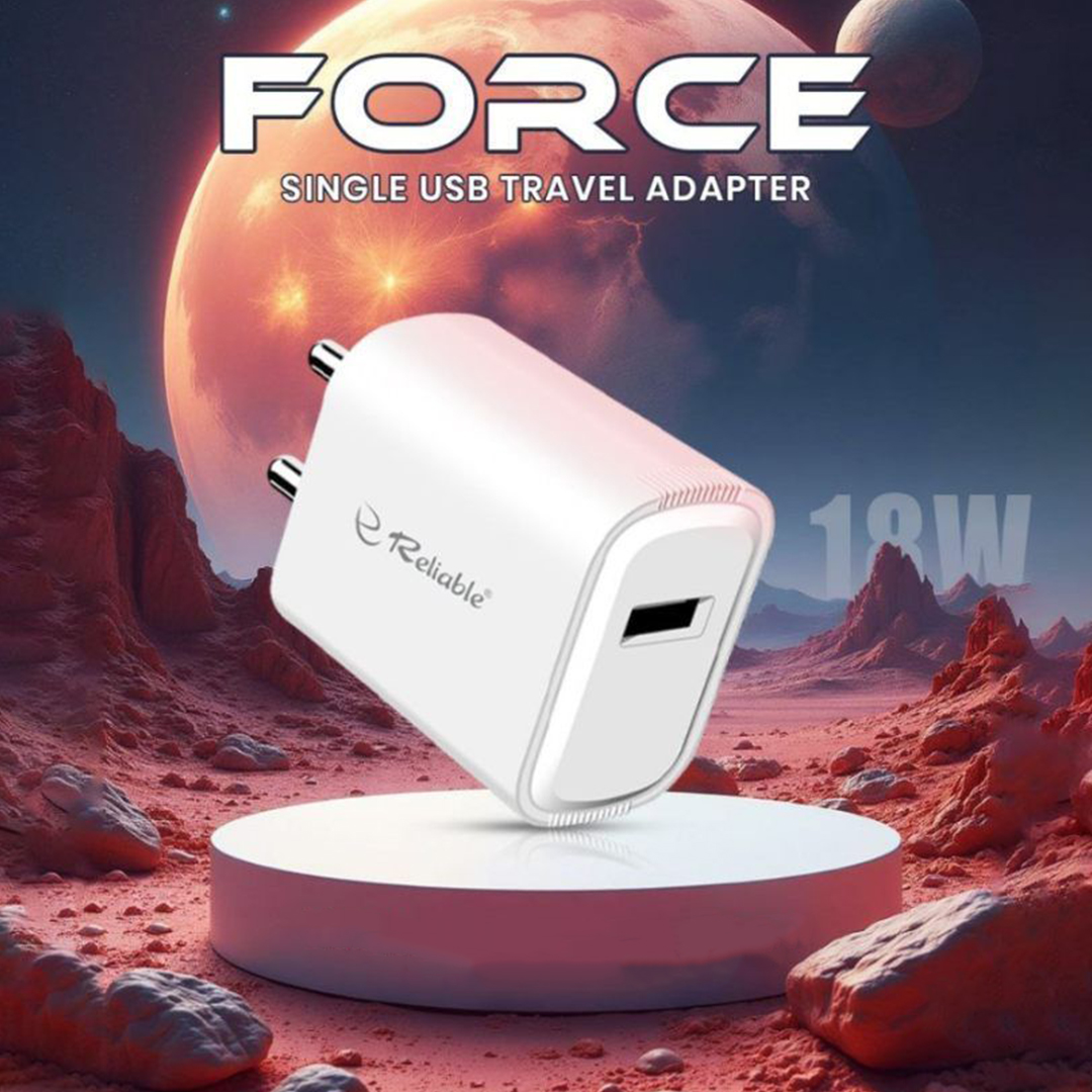 Reliable FORCE 18W USB‑A Fast Charger Adapter with USB‑A to V8 Cable