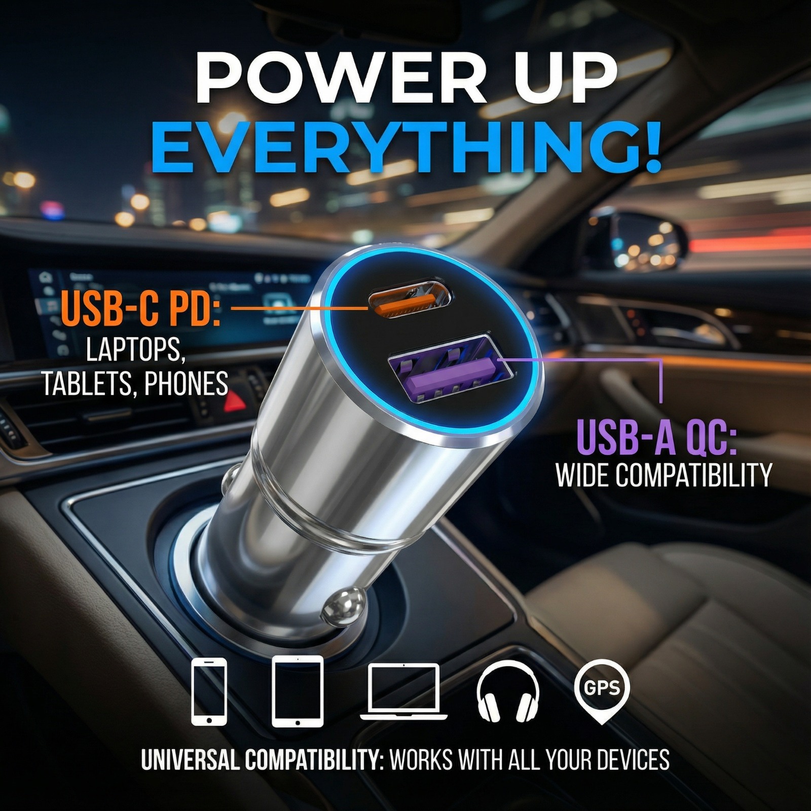 Reliable TURBO LED 165W Super Fast Car Charger